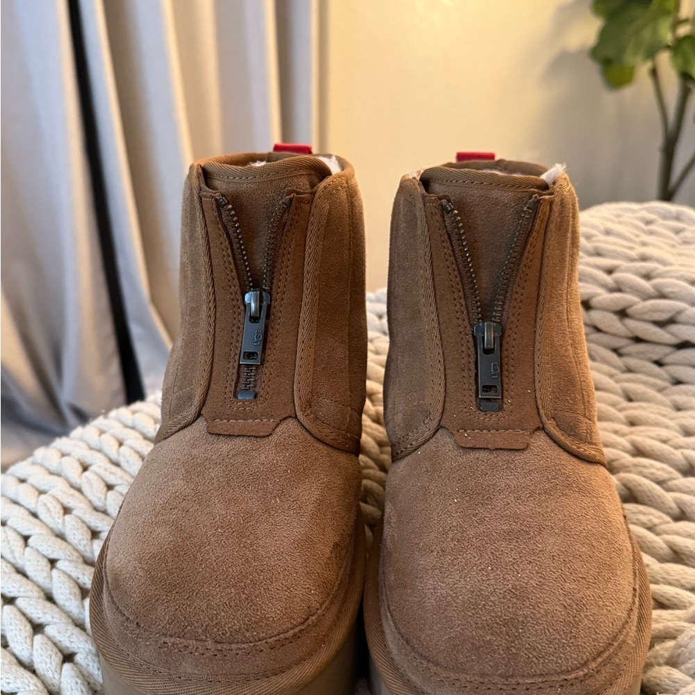 Brown Suede Zip-Up UGG Boots